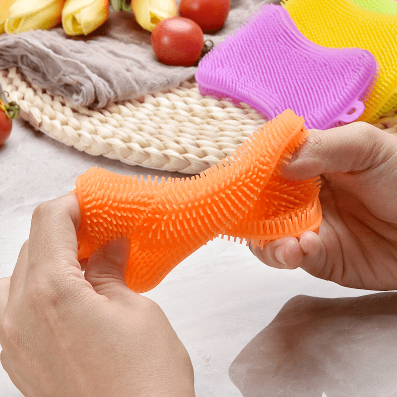 3pcs\u002F6pcs Silicone Dishwashing Brush, Soap Cleaning, Dishwashing Brush, Kitchen Dish, Plate And Pot Brush, Scouring Pad Cleaning Brush