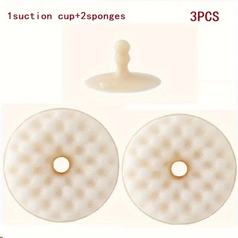 3pcs Suction Cup Sponge Dishwashing Brush, Kitchen Non-Stick Dishwashing Tools, Household Cleaning and Decontamination Sponge Cleaning Brush