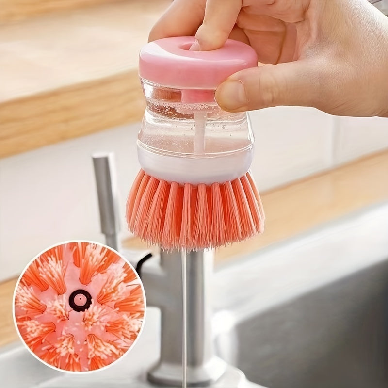 Press Out Liquid Handheld Cleaning Brush | 1pc | Multifunctional Cleaning Brush, Cleaning Supplies, Cleaning Tool, Kitchen Dishwashing Brush, Pot Washing Brush