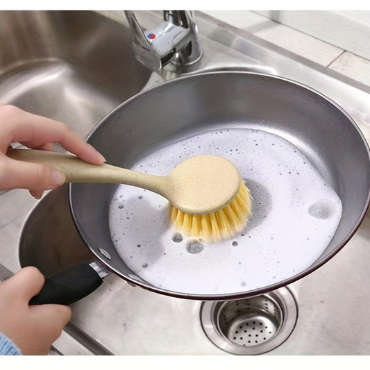 Multi-Purpose Kitchen Cleaning Brush with Sponge Handle - Ideal for Pots, Dishes & Cutting Boards