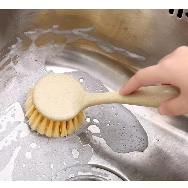 Multi-Purpose Kitchen Cleaning Brush with Sponge Handle - Ideal for Pots, Dishes & Cutting Boards