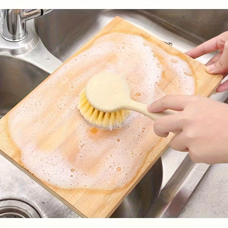 Multi-Purpose Kitchen Cleaning Brush with Sponge Handle - Ideal for Pots, Dishes & Cutting Boards