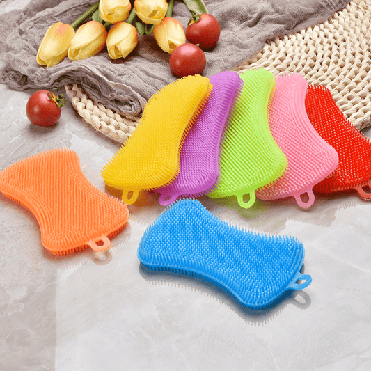 3pcs\u002F6pcs Silicone Dishwashing Brush, Soap Cleaning, Dishwashing Brush, Kitchen Dish, Plate And Pot Brush, Scouring Pad Cleaning Brush