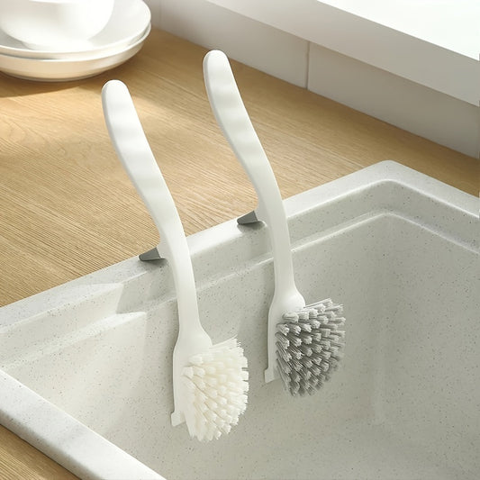 1pc Ergonomic Long Handle Pot & Dish Brush - Durable Plastic Kitchen Sink Cleaning Tool with Hanging Design - Efficient Scrubbing for Pots, Pans & Dishes, Dishwasher Safe, Kitchen Cleaning Tool|Ergonomic Design|Durable Plastic Brush, Dishwasher Brush