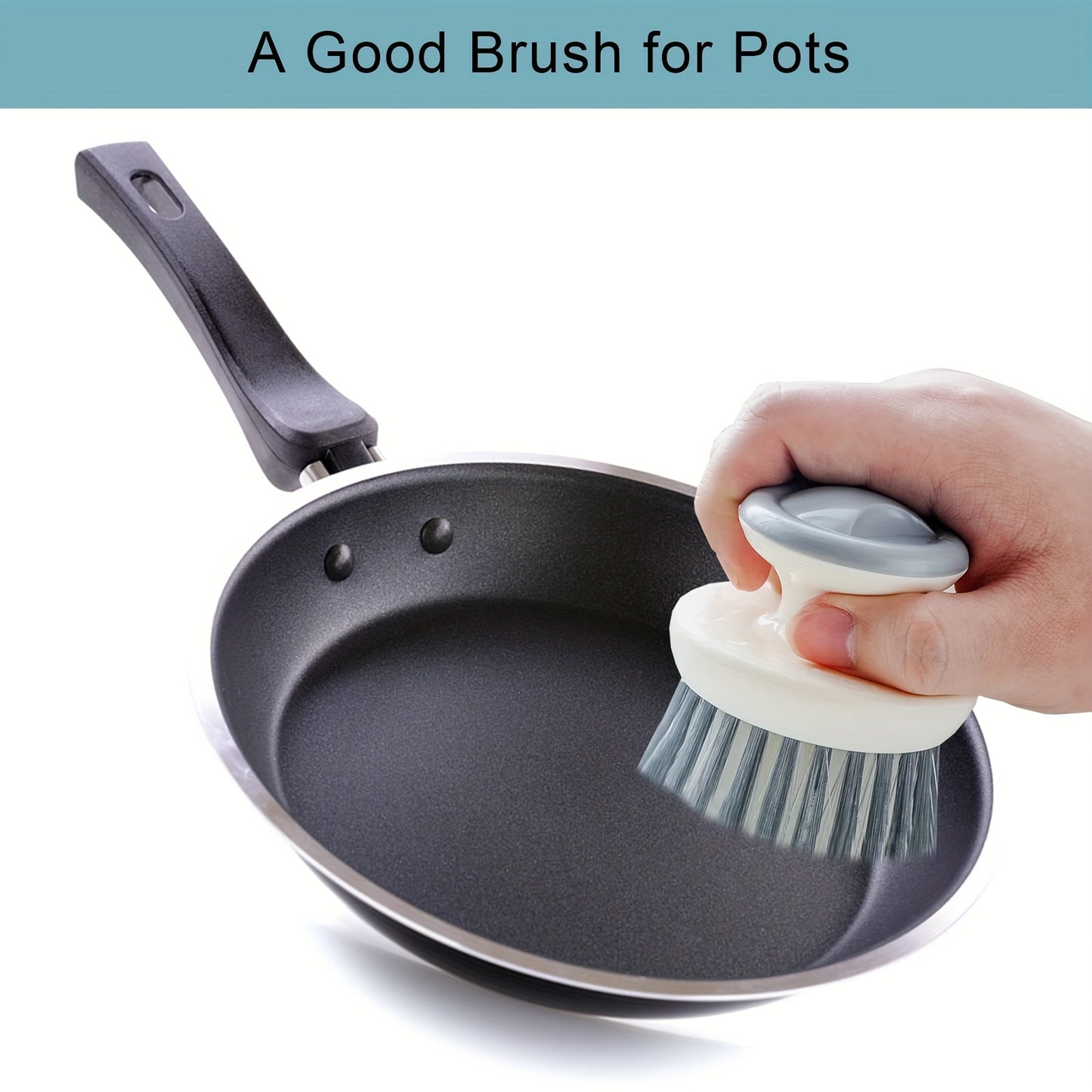 Multi-Purpose Kitchen Scrub Brush with Handle - Durable, Reusable for Dishes, Sinks & Pots, Essential Cleaning Tool