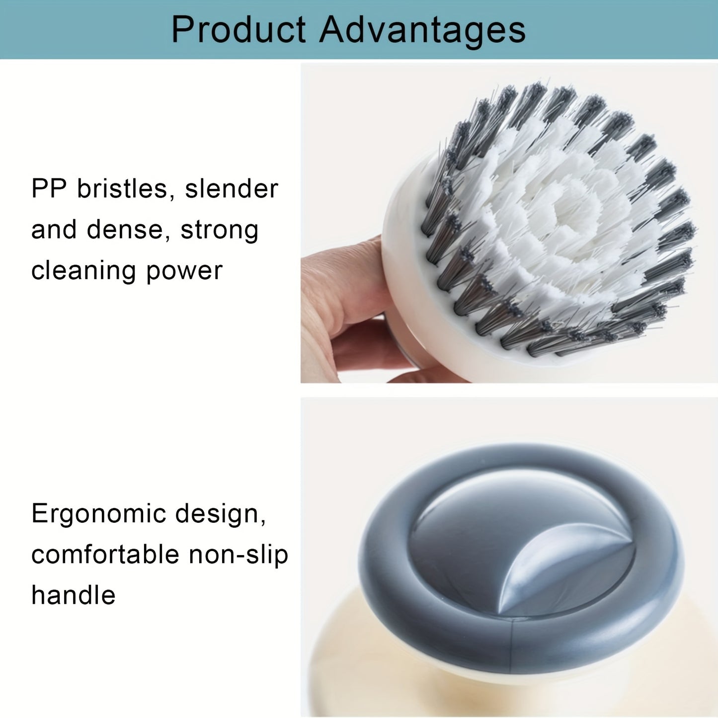 Multi-Purpose Kitchen Scrub Brush with Handle - Durable, Reusable for Dishes, Sinks & Pots, Essential Cleaning Tool